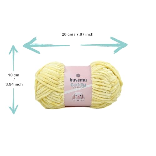 Image of Cuddly Velvet Chenille Yarn, Super Soft Fluffy Bulky for Knitting Crocheting Blanket Amigurumi, Durable for Shedding, 100 Gram (3.53 Ounces) 109 Yards (100 Meters) (Butter Yellow) (3 Skeins)