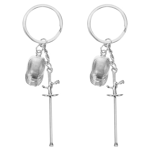 FELTECHELECTR - FELTECHELECTR 2 Pièces Lot de 2 Porte-Clés D’Escrime en Alliage de Zinc, Pendentifs Sport Fleuret Décoratifs Vintage, Anneaux Métalliques Détachement Rapide, Accessoires Voiture et Paquet pour