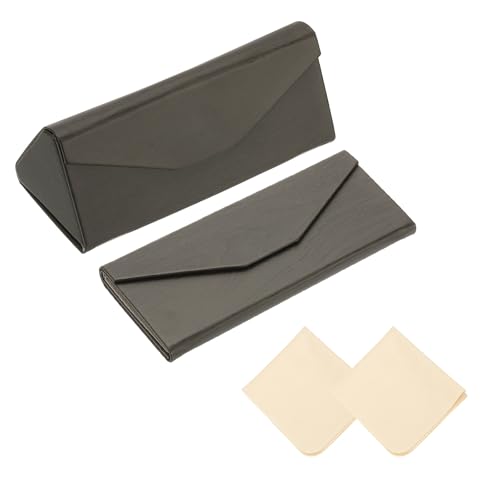Image of PATIKIL Foldable Glasses Case, Triangle Magnetic Sunglasses Organizer Case PU Leather Eyeglass Case with Cloth for Glasses