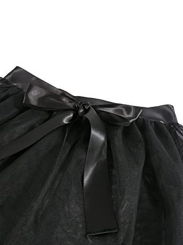 Michellecmm Women Tulle Tutu Long Skirts Festival Wedding Party Cocktail Prom Bandage Mesh Maxi Dress B-Black thumb #6