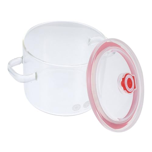 Alipis Olla de Vidrio Borosilicato con Tapa y Asas Resistente al Calor para Cocina de Inducción Olla para Guisos y Sopas Transparente Accesorio de Cocina Duradero y Fácil de Limpiar