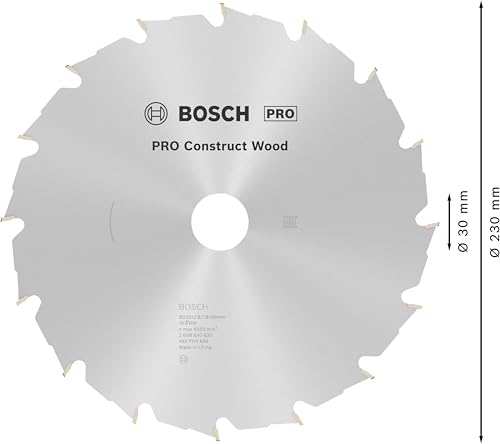 Bosch 1x PRO Construction Wood Kreissägeblatt für Netz-Handkreissägen (für Bauholz mit Mörtel und Nägeln, Holz mit Nägeln, Ø mm, Professional Zubehör Handkreissäge)