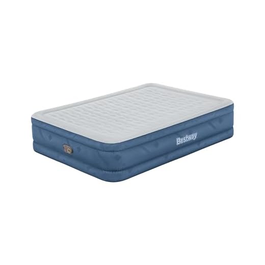 Bestway, Colchão Inflável para Casal Queen Snugable com Bomba Infladora Incorporada 110V e Bolsa de Transporte, Azul.