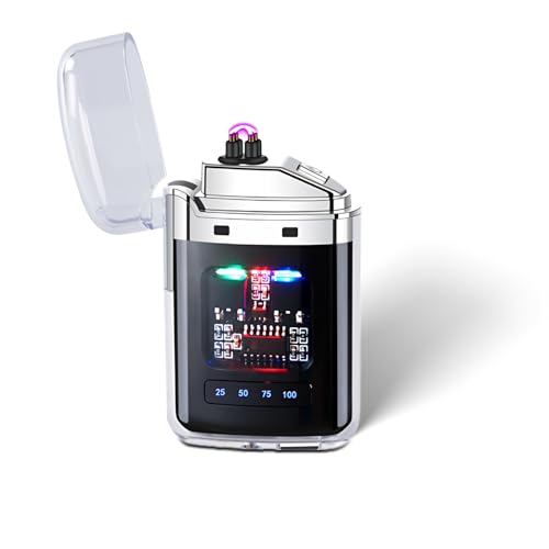 EleBikk Briquet électronique, Briquet Rechargeable Type-C, Bri-Quet à Arc électrique Double, Affichage de Puissance LED, Plasma à Double Arc Coupe-Vent, Compact et...