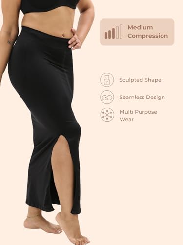 Image of UNDERNEAT Womens Saree Shapewear | All-Day Comfort Fit and Tummy Shaping | Flawless Silhouette | Slide Slit Saree Shaper | Seamless Petticoat for Women | Body Shaper Skirts for Women