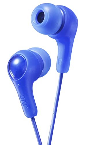 Image of Blue GUMY in Ear Earbuds with Stay fit Ear Tips. Wired 3.3ft Colored Cord Cable with Headphone Jack. Small, Medium, and Large Ear tip earpieces Included. JVC GUMY HAFX7A