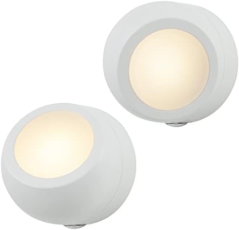 GE Rotating LED Night Light, Plug-in, 360° Directional, Dusk-to-Dawn Sensor, UL-Certified, Energy Efficient, Ideal for Bedroom, Bathroom, Stairs, Hallway, 31533, 2 Pack, White, 2 Count