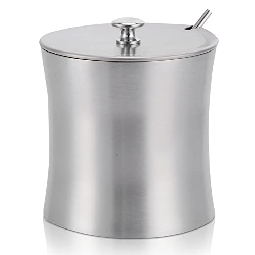 HERCHR Zuccheriera Piccola con Coperchio e Cucchiaio, 375 ml Condimenti Barattoli di Spezie per tè Zucchero Pepe