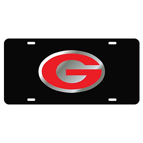The University of Georgia Red/Silver on Black Laser Cut Inlaid Mirror with Red Acrylic