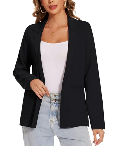 MINTLIMIT Women's Sweater Blazer Long Sleeve Lapel Button Blazers Casual Work Office Cardigan Suit Jacket with Pockets 5