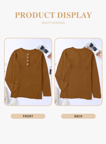 Image of Eytino Womens Plus Size Sweaters Casual Long Sleeve Loose V Neck Button Henley Tops Pullover Knit Jumpers,(1X-5X)