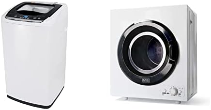 Portable Laundry Washing Machine by BLACK+DECKER, Compact Pulsator Washer for Clothes.9 Cubic ft. Tub, White, BPWM09W & BLACK+DECKER BCED26 Portable Dryer, Small, 4 Modes, White
