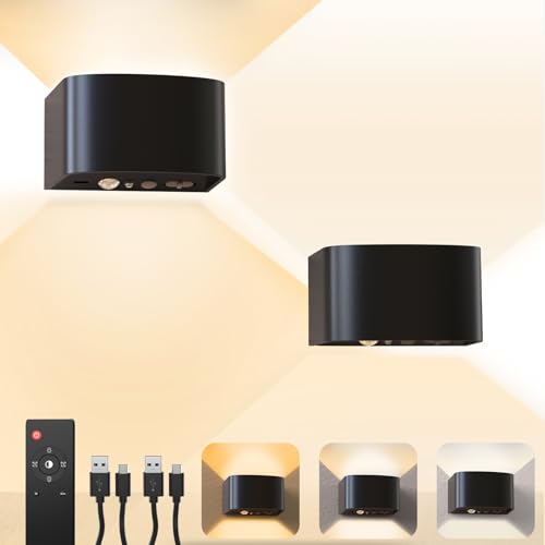 Aplique pared interior LED sensor movimiento lámparas recargables sin cables 2 ud
