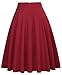 Belle Poque Women's A-Line Flared Swing Midi Skirt with Pockets Wine Size S BP561-2
