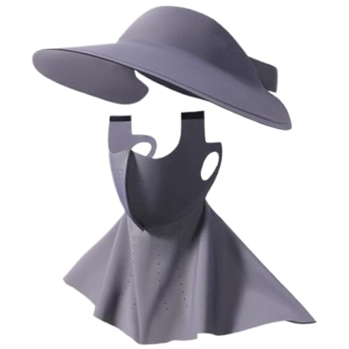 Veasbuu Protección UV Face Cover, Covering Sun Hats, Upf 50 Wide Brim Protector Hat, Breathable Neck Flap and Full Coverage for Outdoor Fishing, Hiking, Lightweight Foldable, Grey Color