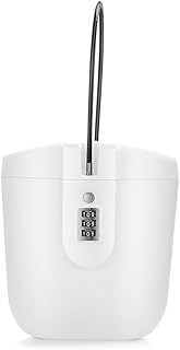 Strandtresor mit Code, Mini Tresor Travelsafe, Tragbarer Tresor, Reisesafe Kombinations Sicherheitskoffer Schlossbox mit Abnehmbarem Drahtseil, Zahlenschloss für Strandsafe, Hotel, Büro (Weiß)