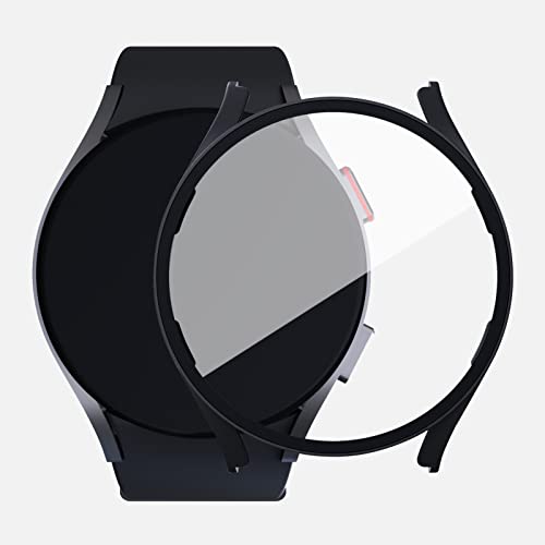 Diyeeni for 5 Screen Protector Case, Black Hard Protective Bumper and Tempered Glass Screen Protector, Compatible with Galaxy Watch 5 40mm 44mm (44mm)