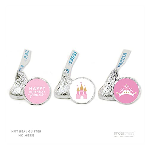 Andaz Press Sparkle Princess Birthday Collection, Happy Birthday Princess Chocolate Drop Labels Trio, Fits Kisses, 216-Pack #TOP1