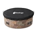 Exokugo Outdoor Round Built In Stone Fire Pit Cover.Heavy Duty 600D Waterproof Large Built in Fire Pit Cover for In Ground Firepit.(52-56 Inch,Black)