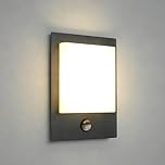 MULANDI Outdoor Wall Lights with Sensor, 1 x 8.5 W Integrated LED Light, 4000K IP44 Exterior PIR Outdoor Wall Light, Black Die Cast Aluminum, for Garden and Patio Lighting