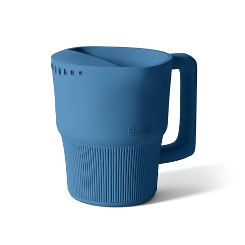 Image of Roslim Silicone Baby Bath Rinse Cup - Shampoo & Body Washing Rinser for Kids & Toddlers, Lightweight Bath Cups for Rinsing Hair, Easy-Grip Handle, Ultra Soft Material (Ocean Blue)