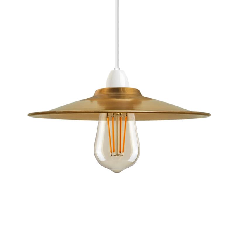 22cm Yellow Brass Metal Ceiling Light Shade Easy Fit Pendant Lampshade