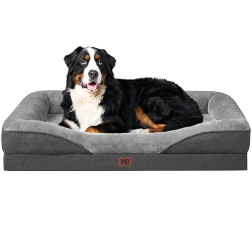 EHEYCIGA Orthopedic XXL Dog Bed for Large Dog, Memory Foam Dog Couch, Grey