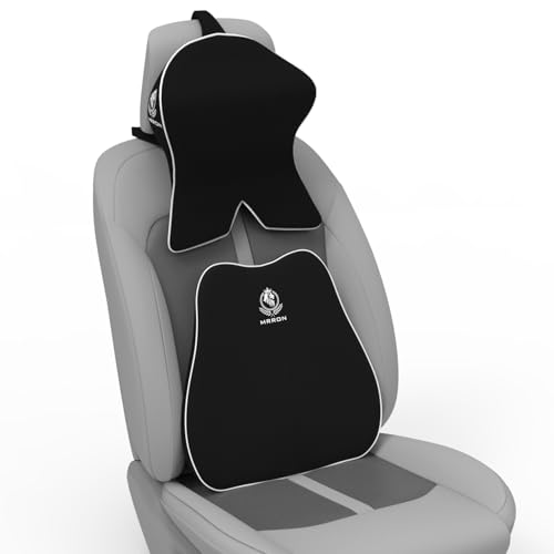 Image of MRRON Large Back Support Neck Rest for Chair & Car Seat, Orthopaedic Lumbar Support Memory Foam Backrest Cushion Designed for Back Pain Relief Pillow for Comfortable Sitting (Black, Slim Backrest)