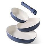Comparison: Best Non Stick Pans Detachable Handles 5 CAROTE 4pcs Non Stick Frying Pans, 8"+10"+12” Frying Pan Egg Pan Omelet Pans with Detachable Handle, Nonstick Cookware, PFOA Free, Induction Compatible & Oven Safe, Dishwasher Safe, Blue