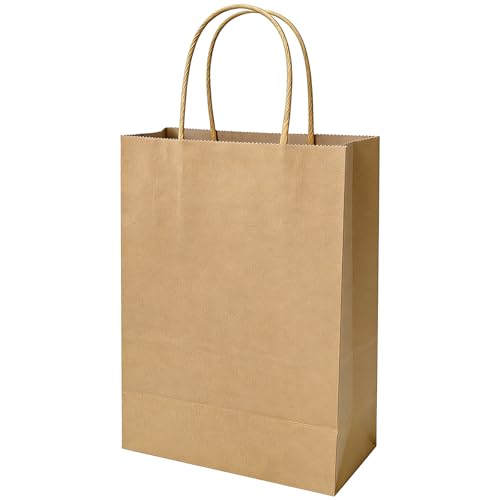 Volokitx 30 Pack 5.153.157.8 in Small Paper Bags with Handles Sturdy Natural Brown Small Kraft Bags with Handles for Shopping Birthday Retail Gifts & Small Business