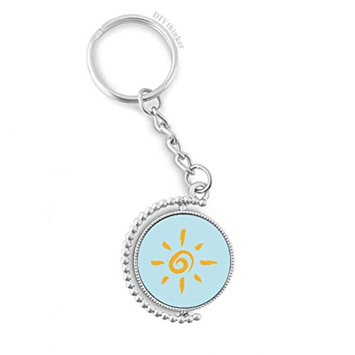 Porte-clé rotatif jaune soleil peinture à la main accessoire multicolore en acier inoxydable