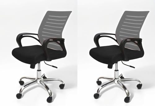Image of Ngfc Office Chair for Home with Back Support Arm Rest 360 Degree Rotating Office Chair with Tilt Lock Mechanism High Comfort Seating Ergonomic Chair for Home & Office (2, Grey)