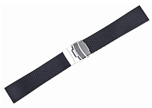 Debeer 22Mm Textured Divers Deployment Clasp Rubber Replacement Watch Band - Black #TOP1