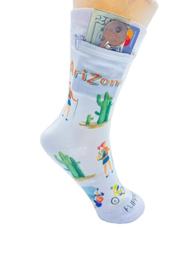 Image of Zipper Sock Wallet - Cotton & Polyester Zipper Socks with Pockets - Fits shoe size 6-13