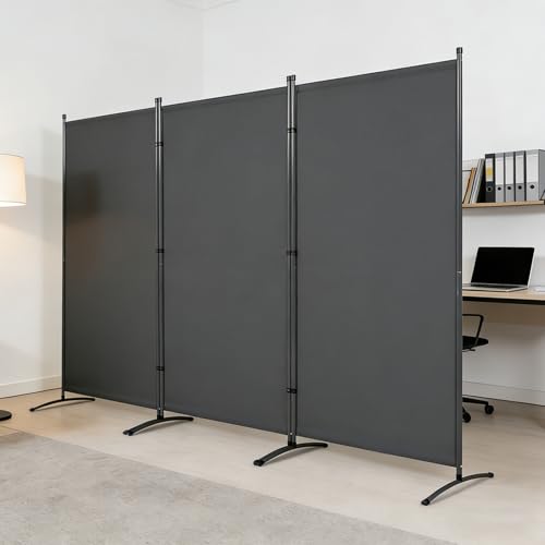 Grey Portable Room Divider 3 Panel Freestanding Office Dividers Folding Partition Privacy Wall Screen for Separation 260 * 50 * 180Cm