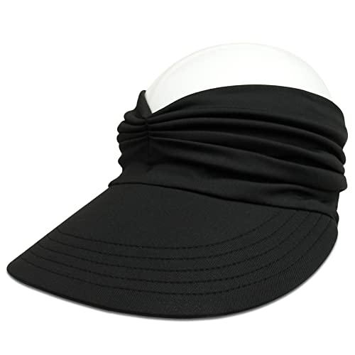 Muryobao Womens Sun Visor Hat Wide Brim Summer Upf 50+ Uv Protection Beach Sport Cap Black #TOP2