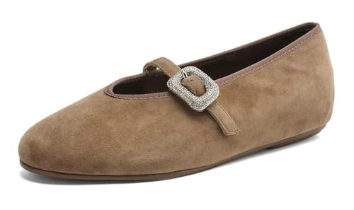 Mary Jane Shoes Women Comfortable Suede Flats Round Toe Flat Shoes Casual Ballet Flats Dressy Slip On Work Loafers 2025