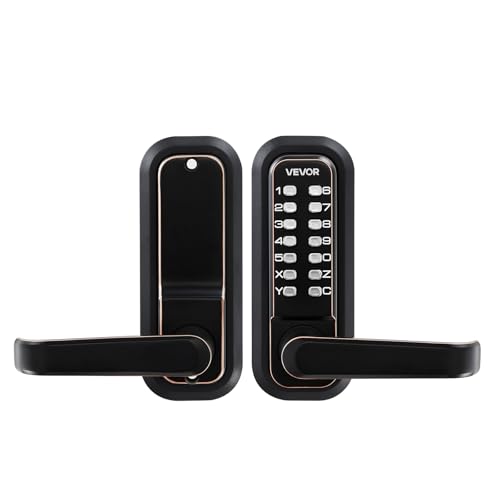 VEVOR Cerradura de Código Mecánica con Teclado, 4 a 7 Dígitos sin Llaves, Aleación de Zinc, Diseño con Manija, 4 Husillos, Bloqueo Automático para Puertas 35 a 65 mm, Jardín Exterior Garaje Entrada