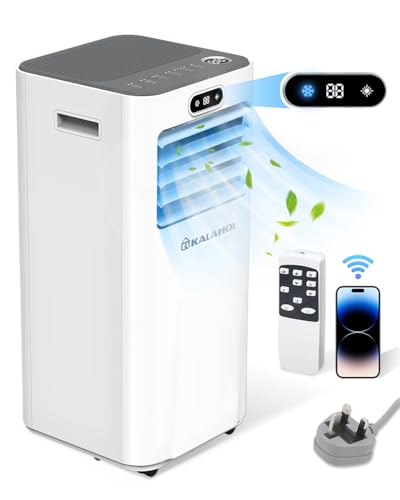 9000 BTU Portable Air Conditioner, 4-in-1 WIFI Smart App Air Conditioning Unit with Digital Display, Air Cooling Fan with 3 Speed, Ventilation, Dehumidifier & Sleep Mode with 24 Hour Timer, Window Kit