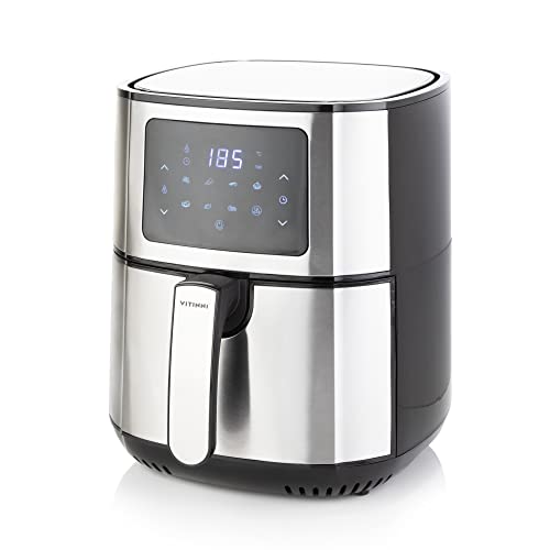 Heißluftfritteuse, 5,5 l, schnelle Luftzirkulation, 1400 W Leistung, Edelstahlkorb, Fritteuse für gesunde Zubereitung, T...