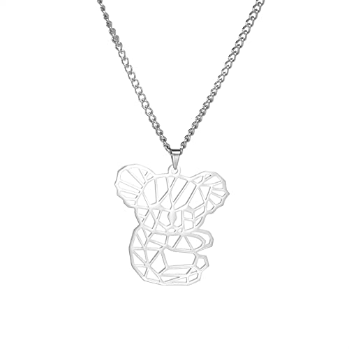 VASSAGO Koala Pendentif Collier Mignon Koala Ours Collier Minimaliste Origami Koala Collier Creux Animal Collier Simple Charmant Australien Collier Cadre...