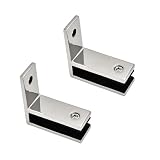 Glass Railing Clamp Stainless Steel 304-90° F Shape Clamps for Home/Park/Mall/Swimming Pool Glass Clamp, Wire Drawn Surface Bracket (2-Pieces)