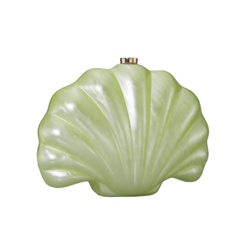 Image of Women Pearl Shell Acrylic Clutch Shell Purse Chain Shoulder Bag Ladies Wedding Clutch Prom Evening Handbag