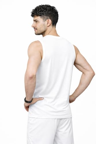 Xaavo Men's Sleeveless Gym Shirt, White, Pack of 2 - Image 4