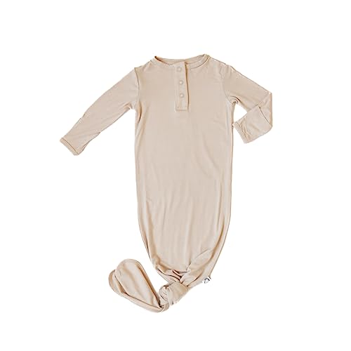 Image of Upton Ave Knotted Gown Baby Newborn, Viscose derived from Bamboo, Infant Sleeper with Mittens, Baby Girl, Baby Boy,