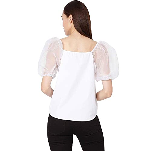 Image of Spykar Women's Solid Slim Fit Shirt (WSH-02BA-009 White M)