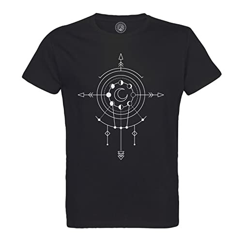 Image of Men's T-Shirt Crew Neck Organic Cotton Moon Phases Symbols Sky Star