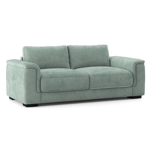 Image of Urban Ladder Miles 3 Seater Bamboo Fabric Sofa in Sky Blue Fabric