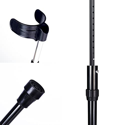 Stampella per avambraccio per adulti (1 unità), bastone da passeggio pieghevole portatile, stampella ascellare telescopica regolabile per anziani disabili, leggera ed elegante (Colore : Nero)