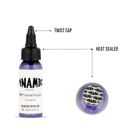 Image of Dynamic Color Tropical Purple Tattoo Ink, Made in USA Since 1990, 1 oz | Sterilized and lot-numbered for full traceability; established American brand trusted by artists worldwide